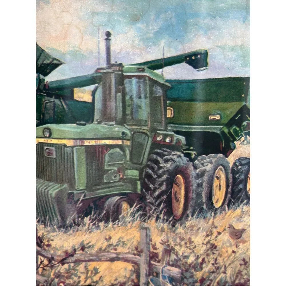 Handmade Wood‎ & Metal Wall Hanging Tractors Folk Art Print Farmhouse Vintage